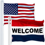 Load image into Gallery viewer, G128 Combo Pack: USA American Flag 3x5 Ft 150D Printed Stars & Welcome Flag 3x5 Ft 150D Printed