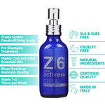 Load image into Gallery viewer, Z6 Anti Dandruff Dry Scalp Serum for Itchy Sensitive and Irritated Scalp Intensive Dandruff Peeling Treatment (1.69 fl oz) for Women and Men with Salicylic Acid Zinc Tea Tree Oil by