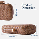 Load image into Gallery viewer, Fine Living Straw Clutch Purse for Women – Hand Woven Crossbody Bag Women's Shoulder Handbags with 2 detachable chains Raffia Wicker Rattan Evening Bag for Winter Wedding Vacation & Casual Outfits Sustainable Stylish