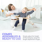 Load image into Gallery viewer, Canvas Baby Swing Wooden Hanging Swing Seat Chair with Safety Belt Durable Baby Swing Chair Outdoor and Indoor Swing for Kids Mounting Hardware Included Ivory