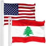 Load image into Gallery viewer, G128 Combo Pack: American USA Flag 3x5 Ft & Lebanon Lebanese Flag 3x5 Ft, Both Printed 150D Polyester, Indoor/Outdoor, Brass Grommets