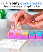 Load image into Gallery viewer, Weekly Pill Organizer 1 time a Day Pill Box 7 Day with Enhanced Waterproof Seal Large compartments Hold Big Vitamins & Supplements Upgraded Locking lids for Home & Travel use Durable Hard case