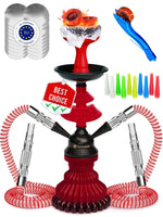 Load image into Gallery viewer, Black Red Hookah set with everything Hookah Set 2 Hose Hookah – LilOne