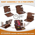 Load image into Gallery viewer, Wood Phone Docking Station Ash Key Holder Wallet Watch Stand Gadgets Organizer