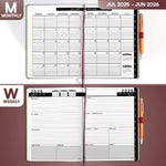 Load image into Gallery viewer, 2025 2026 HARDCOVER Leather Planner Weekly & Monthly 6.5 * 8.5 Inches Academic Planner Business Personal or Student Pen Holder Thick Paper July 2025 June 2026 (Dark Red)