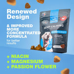 Load image into Gallery viewer, Dog Calming with Melatonin Chamomile Extract Valerian Root Travel Pack 70 Chews Anxiety Support Chews for Vet Visits Grooming Nail Trimming Storms