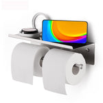 Load image into Gallery viewer, Toilet Paper Holder with Phone Shelf Bathroom Double Roll Tissue Storage Holder