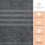 Load image into Gallery viewer, Wealuxe Grey Bath Towels Set of 4 Cotton 27x54 Inch Body Towel for Hotel Gym