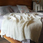 Load image into Gallery viewer, The Fine Living Co. 100% Cotton Waffle Weave Throw Blanket Lightweight Soft and Breathable Throw Blanket for All Season Skin Friendly Blanket for Couch Bed Sofa 50”x60” inches Ivory