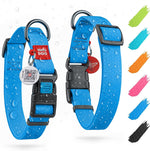 Load image into Gallery viewer, Waterproof Dog Collar Adjustable 17–28 in Neck x 1 3/5 in Wide Buckle & QR Tag Blue