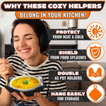 Load image into Gallery viewer, 4 Piece Microwave Bowl Holder Set – 7.5 x7.5 Microwave Bowl Holders for Hot Food Black and White Checkered Fabric for Safe & Easy Handling – Machine Washable