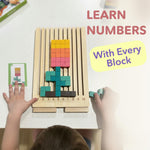 Load image into Gallery viewer, Wooden Puzzle Blocks Montessori Brain Blocks & Stacki Style 10 Challenge Cards Numbered Tray & Grid Guide Educational Game for Kids Ages 3 to 5 Russian Blocks Style Learning Game