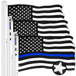 Load image into Gallery viewer, G128 3 Pack: Thin Blue Line Flag 16x24 In ToughWeave Series Embroidered 300D Polyester Duty and Honor Flag, Embroidered Design, Indoor/Outdoor, Brass Grommets