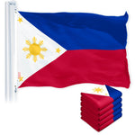 Load image into Gallery viewer, G128 5 Pack: Philippines (Philippine) Flag 3x5 feet Printed 150D Indoor/Outdoor, Vibrant Colors, Brass Grommets, Quality Polyester, Much Thicker More Durable Than 100D 75D Polyester