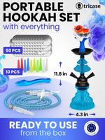 Load image into Gallery viewer, Blue Hookah set with everything Hookah Set 2 Hose Hookah LilOne