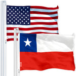 Load image into Gallery viewer, G128 Combo Pack: USA American Flag 3x5 Ft 150D Printed Stars & Chile (Chilean) Flag 3x5 Ft 150D Printed