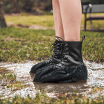Load image into Gallery viewer, Black Disposable Shoe Covers for Indoors 16 x 5.75 Inch 100 Pack CPE Shoe Covers Disposable Non Slip Disposable Boot Covers Waterproof. Disposable Booties for Shoes Covers Elastic Band