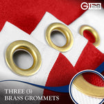 Load image into Gallery viewer, G128 2 Pack: Georgia GA State Flag 5x8 Ft StormFlyer Series Embroidered 220GSM Spun Polyester Embroidered Design, Indoor/Outdoor, Brass Grommets, Heavy Duty, All Weather