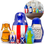 Load image into Gallery viewer, Independence Day Nesting Dolls Set 7 pcs Russian Dolls with Symbols of