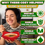 Load image into Gallery viewer, 2 Pcs Red Microwave Bowl Holder (7.5 ×7.5 ) – Microwave Bowl Cozy with Durable Heat Resistant Fabric for Hot Dishes – Effortless Secure Serving of Hot Food Bowls Cups & Saucers