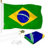Load image into Gallery viewer, 6 Ft Tangle Free Spinning Flagpole White Brazil 3x5 ft Brass Grommets Printed