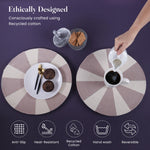 Load image into Gallery viewer, The Fine Living Co. Pinwheel Printed Cotton Braided Placemats (Set of 6 13.5 Inches) Washable Anti Slip Heat Resistant Mats Boho Woven Round Table Mats for House Decor Kitchen and Dining