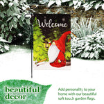 Load image into Gallery viewer, G128 Combo Pack: Garden Flag Stand Black 36 in x 16 in & Garden Flag Winter Decoration Welcome Festive Gnome with Lantern 12x18 DoubleSided Blockout Fabric