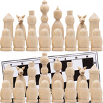 Load image into Gallery viewer, Unfinished Wood Chess Pieces with Vinyl Chess Board Paint Your Own Chess Set