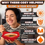 Load image into Gallery viewer, 6 Pcs Soup Bowl Holders for Hot Food Heat Resistant Fabric Soup Cozy Bowl Warmer Holder for Kitchen Fits Standard Dishes up to 6.5 & Plates 7.1 – Washable & Reusable Safe Handling & Trivet Use