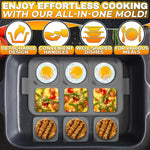 Load image into Gallery viewer, Silicone Egg Rings for Frying Eggs 16.5 x8.9 inch 6 Ring Removable Silicone Egg Molds for Griddle 12 Shapes 6 Round & 6 Square Non Stick & Heat Resistant Ergonomic Handles for Easy Cooking