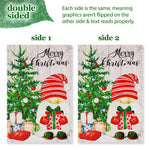 Load image into Gallery viewer, G128 Combo Pack: Garden Flag Stand Black 36 in x 16 in & Garden Flag Merry Christmas Decoration Santa Gnome with Present 12x18 Double Sided Blockout Fabric