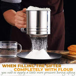 Load image into Gallery viewer, 5 Cup Flour Sifter for Baking – Large Capacity Flour Sifter Stainless Steel (5.1 x 5.1 ) with Double Mesh – One Hand Operation Designed for Quick & Easy Sifting