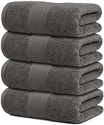 Load image into Gallery viewer, 4 Pack Resort Collection Soft Bath Towels 28x55 in Hotel Plush Cotton Charcoal