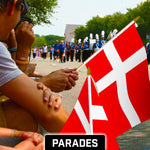Load image into Gallery viewer, G128 24 Pack Handheld Denmark Danish Stick Flags 12x18 In Printed 150D Polyester, Country Flag, Solid Wooden Stick, Spear Gold Tip
