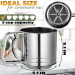 Load image into Gallery viewer, 5 Cup Flour Sifter for Baking – Large Capacity Flour Sifter Stainless Steel (5.1 x 5.1 ) with Double Mesh – One Hand Operation Designed for Quick & Easy Sifting