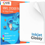 Load image into Gallery viewer, Printable Vinyl Sticker Paper for Inkjet Printer Glossy White 15 pcs Letter Size