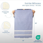 Load image into Gallery viewer, The Fine Living Co. Decorative Kitchen Towels Set of 3 Recycled Cotton Waffle Weave Dish Towels for Drying Dishes 28x18 inch Blue Absorbent Tea Towels Boho Stripe Design Eco Friendly