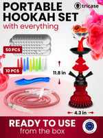 Load image into Gallery viewer, Black Red Hookah set with everything Hookah Set 2 Hose Hookah – LilOne