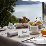 Load image into Gallery viewer, 12 Pack Wood Place Card Holder Small Place Card Holders for Table White Table Number Holders for Wedding Table Sign Holders Picture Wooden Photo Holders for Tables Mini Place Card Stands