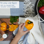 Load image into Gallery viewer, The Fine Living Co. Turkish Hand Towels Set of 2 100% Cotton Kitchen and Bathroom Hand Towels Decorative Hand Towels for Bath Guest Face Hair Tea Dishcloth 40”x18” (White & Blue)