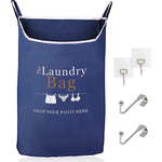 Load image into Gallery viewer, Fine Living Co. Large Hanging Laundry Hamper with Over Door Hooks & Adhesive Durable Space Saving Laundry Bag with Zipper and Wide Open Top Hanging Dorm Laundry Hamper (Navy Blue with Print XL)