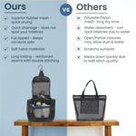 Load image into Gallery viewer, The Fine Living Co. Portable Hanging Shower Caddy Organizer Bag (Free Toiletries Case Metal Hook) Quick Dry Mesh Shower Caddy Tote Bag Pouch For Bathroom College Dorm Camp Gym Camping 10”x4”x8”(Black)