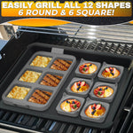Load image into Gallery viewer, Silicone Egg Rings for Frying Eggs 16.5 x8.9 inch 6 Ring Removable Silicone Egg Molds for Griddle 12 Shapes 6 Round & 6 Square Non Stick & Heat Resistant Ergonomic Handles for Easy Cooking