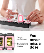 Load image into Gallery viewer, Weekly Pill Organizer 1 time a Day Pill Box 7 Day with Enhanced Waterproof Seal Pink Large compartments Hold Big Vitamins & Supplements Upgraded Locking lids for Home & Travel use Durable Hard case