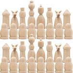 Load image into Gallery viewer, Unfinished Wood Chess Pieces Only Set of 32 pcs Paint Your Own Chess Set DIY Kit