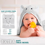 Load image into Gallery viewer, Hooded Baby Towels 33x33 Inch with Elephant Face Light Gray Baby Bath Towel