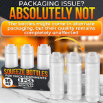 Load image into Gallery viewer, Set of 3 Condiment Squeeze Bottles for Sauces 16 oz Easy to Fill Clear Bottles with Self Closing Valve Ready to Dispense for Dressings Ketchup Mustard & More Durable Reusable Mess Free Design