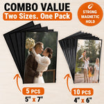 Load image into Gallery viewer, 15 Pack Magnetic Picture Pockets for Home Set 10 4x6 & 5 5x7 Black Magnet Picture Frames for Fridge Clear Photo Sleeve Holder Magnetic Picture Frames for Refrigerator Magnet Photo Display