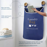 Load image into Gallery viewer, Fine Living Co. Large Hanging Laundry Hamper with Over Door Hooks & Adhesive Durable Space Saving Laundry Bag with Zipper and Wide Open Top Hanging Dorm Laundry Hamper (Navy Blue with Print XL)