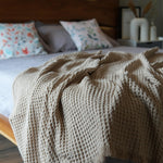 Load image into Gallery viewer, The Fine Living Co. 100% Cotton Waffle Weave Throw Blanket Lightweight Soft and Breathable Throw Blanket for All Season Skin Friendly Blanket for Couch Bed Sofa 50”x60” inches Sand
